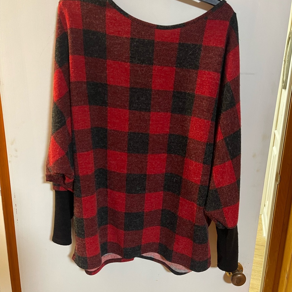 Red and Black Boxy Tunic Sweatshirt
